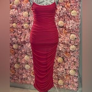 New/ WOT/ Pink Rutched Party Dress Designed By AKIRA💖